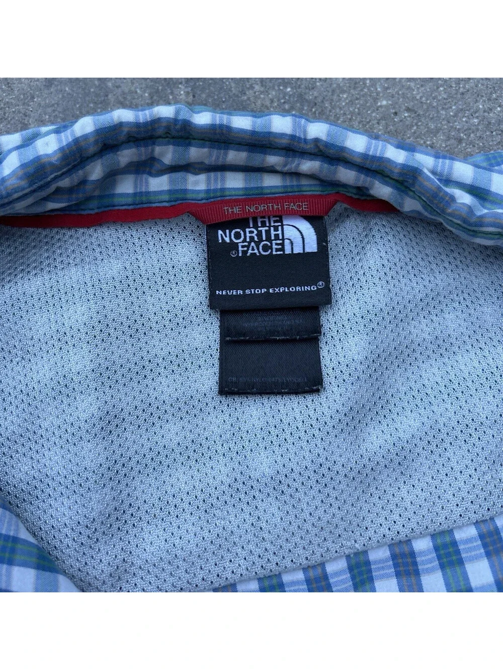 The North Face Men Plaid Short Sleeve Zipped Pocket Button-Up Shirt Blue Size XL